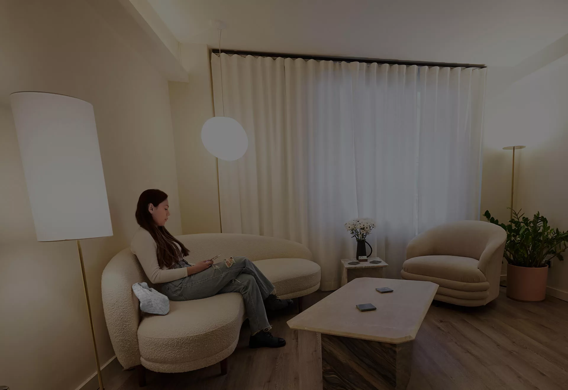 Calming waiting area at Dr. Nojan's NYC practice